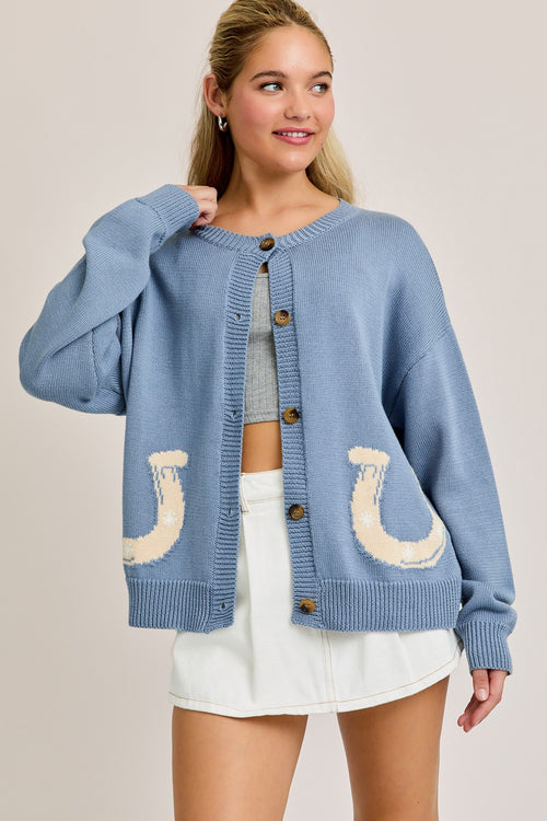 Horseshoe Cardigan Light Blue