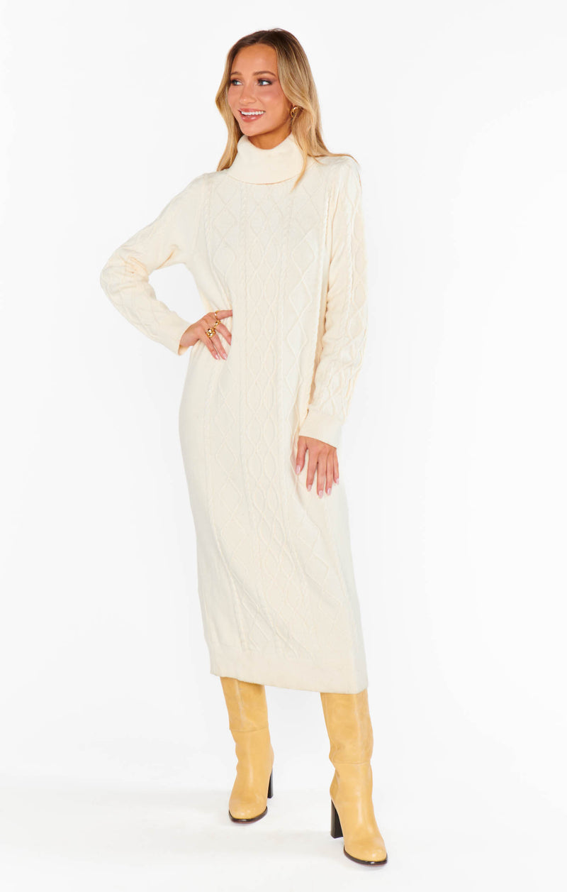 Montreal Midi Dress Cream Cable Knit