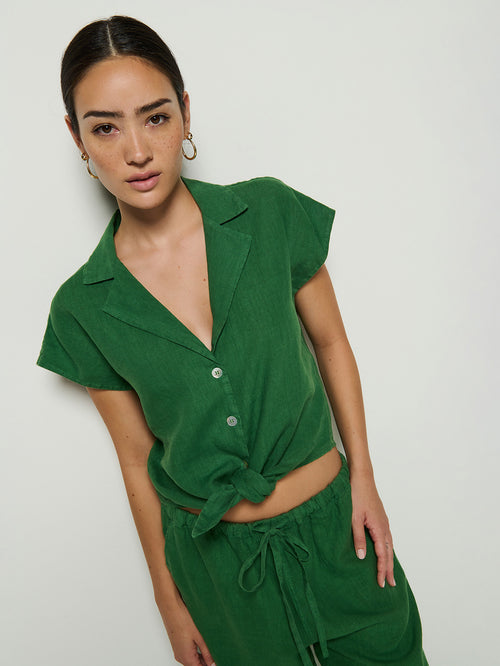 Noemi Tie Front Tank Green Lawn