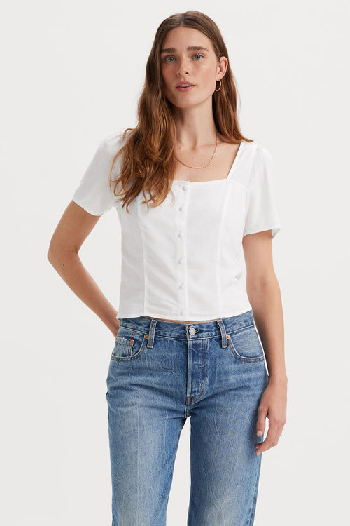 Pascale Button Blouse Ecru