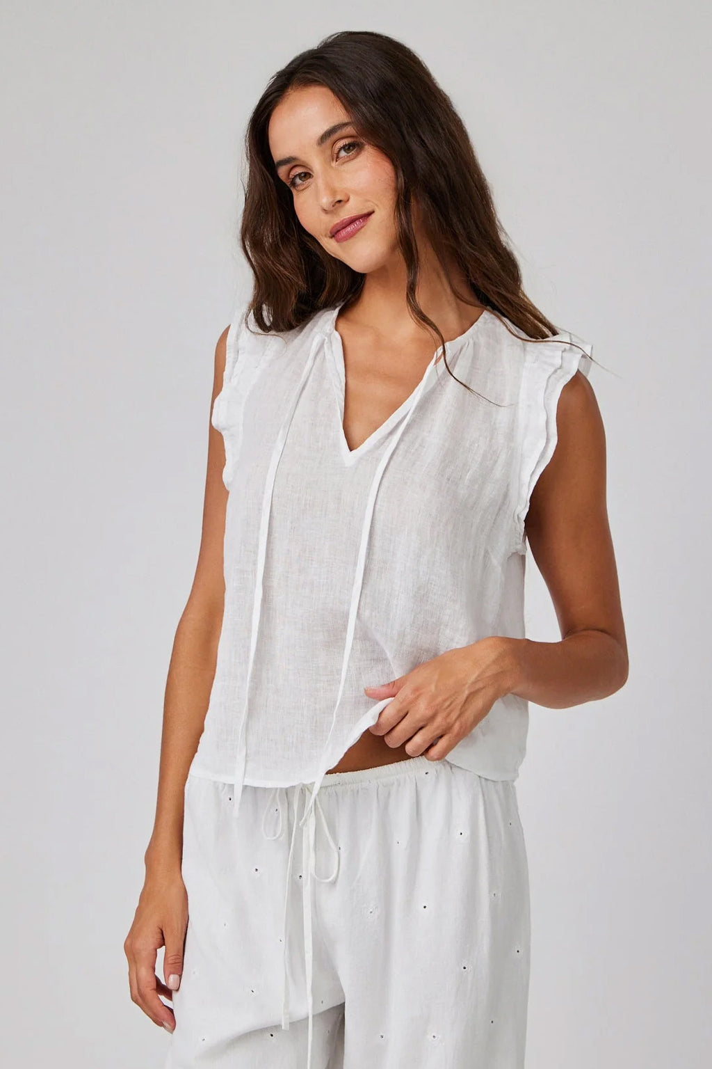 white linen sleeveless top from Bella Dahl