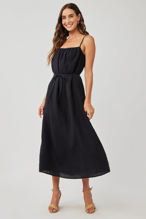 Shirred Cami Maxi Dress Black