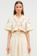Sivan Floral Embroidered Blouse Cream