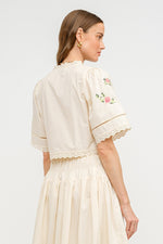 Sivan Floral Embroidered Blouse Cream