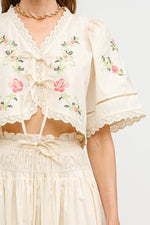 Sivan Floral Embroidered Blouse Cream