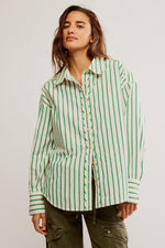 Striped Varsity Vibes Shirt Green Combo