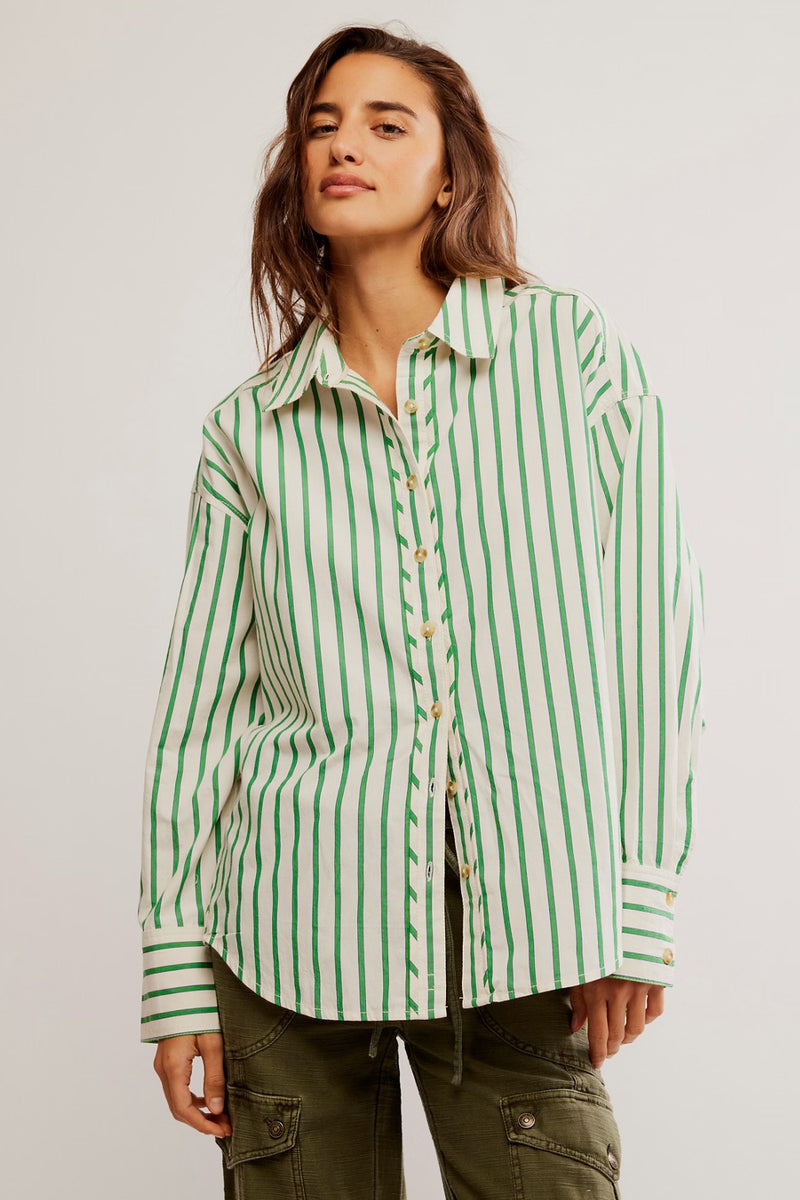 Striped Varsity Vibes Shirt Green Combo
