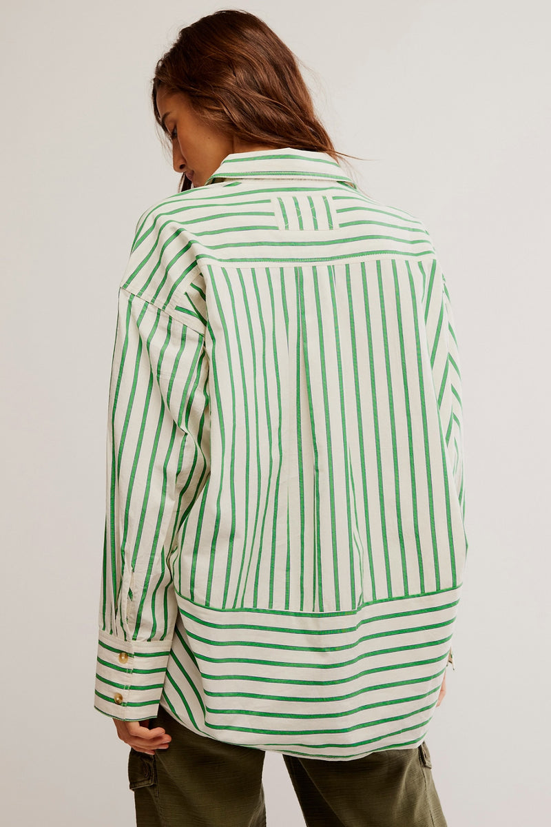Striped Varsity Vibes Shirt Green Combo