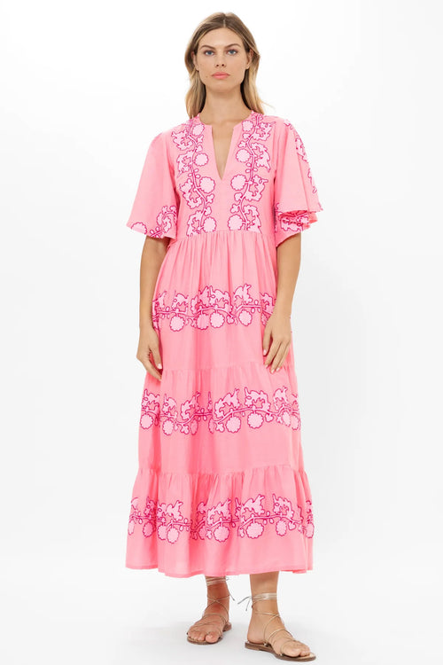 Flirty V-neck maxi dress from Oliphant in Tangier Pink color