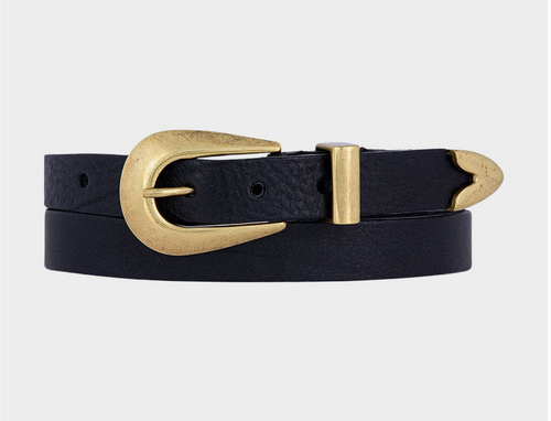 Adrie Skinny Leather Belt Black