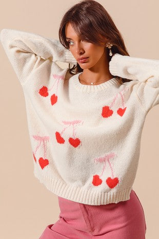 Henrietta Cherries Knit Sweater Ivory