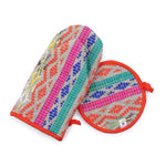 Orange Woven Oven Mitt Set