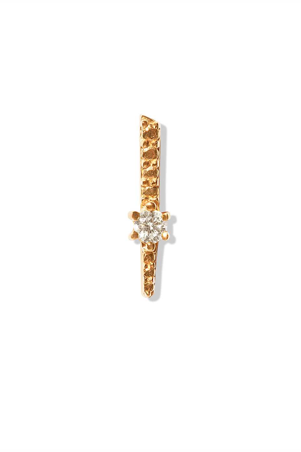 14k yellow gold bar stud with an attached cruelty-free pave circle diamond 
