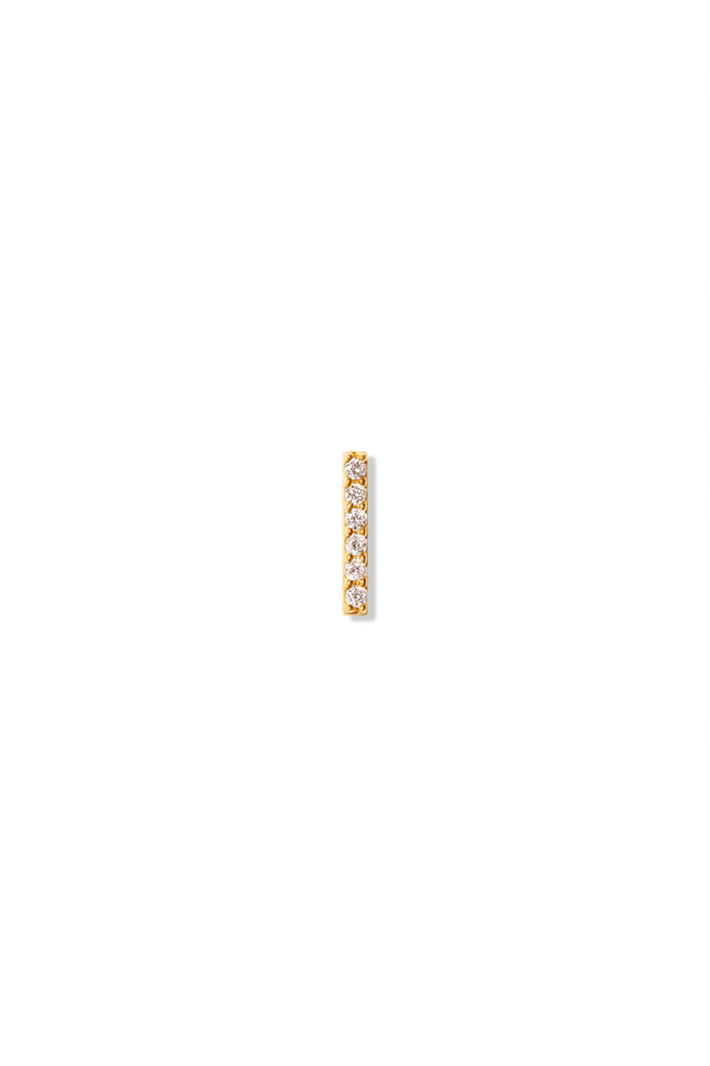14k yellow gold bar stud with several attached cruelty-free pave circle diamonds.