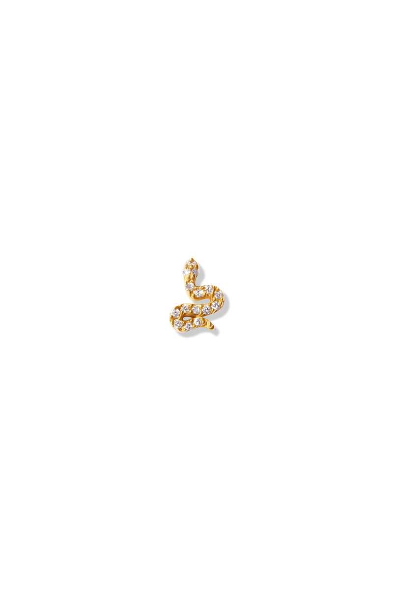 14K BG Pave Snake Flat Back Stud