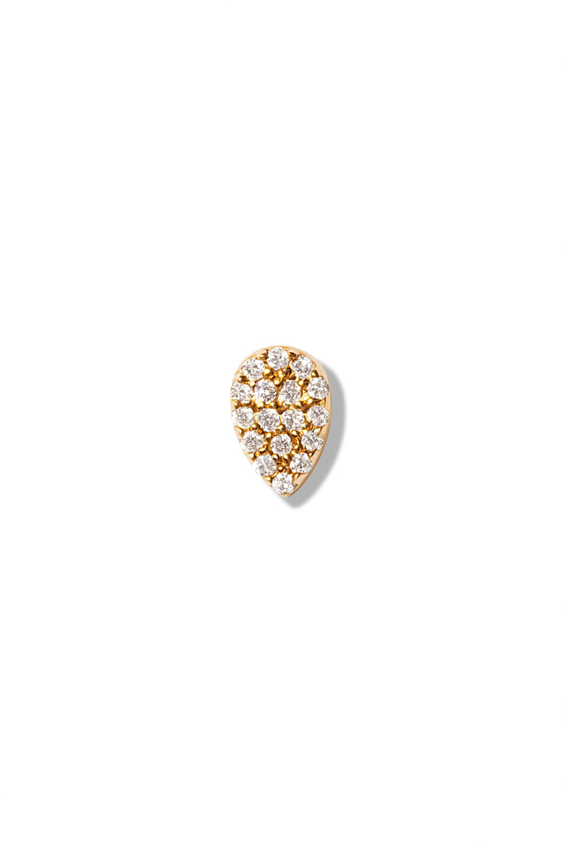 14K BG Tiny Dia Pear Stud