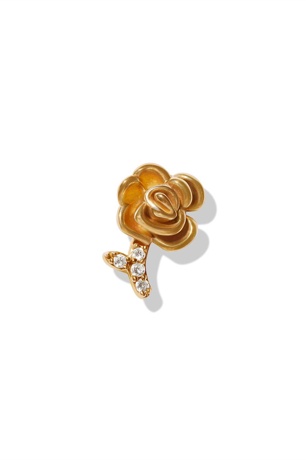 14K BG Stemmed Rose Stud