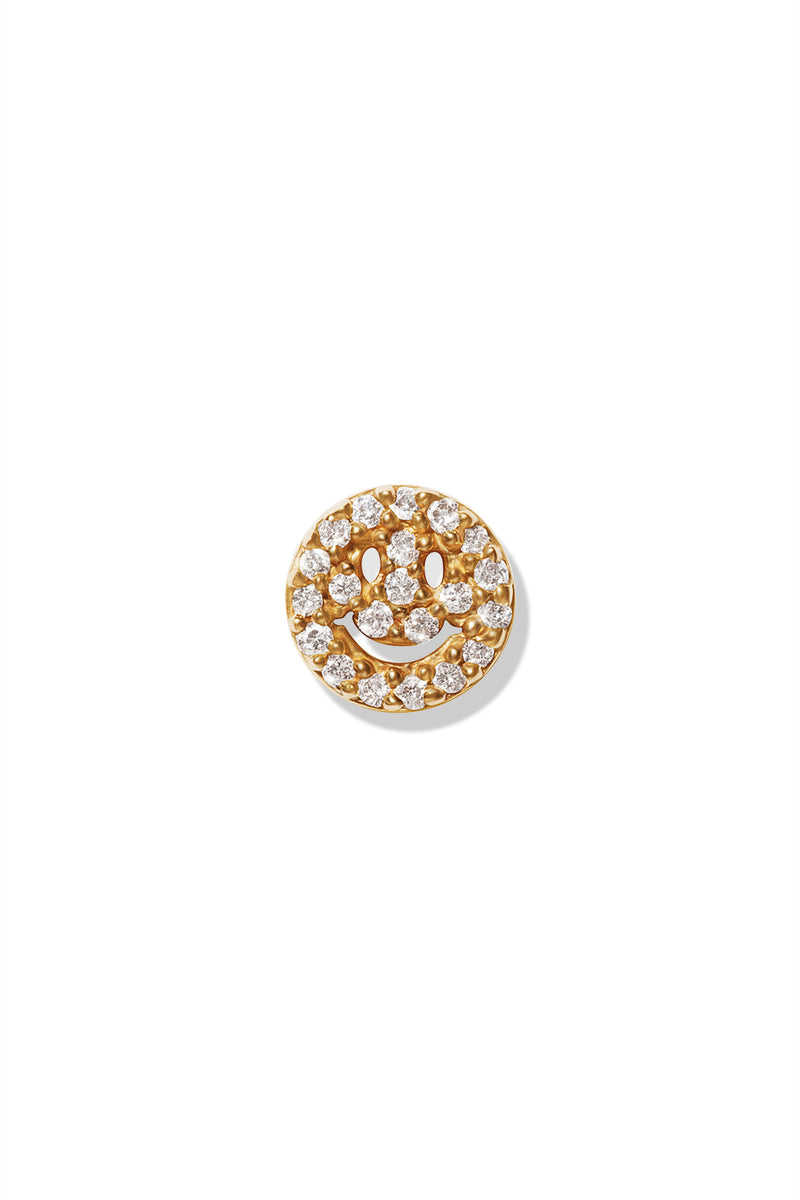 14k BG Tiny Smiley Face Stud